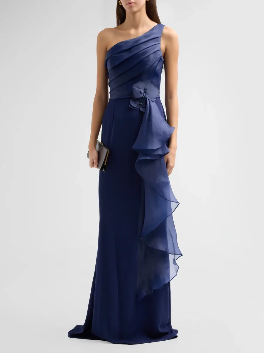 Rene Ruiz Collection Women's Draped Organza One-Shoulder Gown | Thumbnail 4 Rene Ruiz Collection Women's Draped Organza One-Shoulder Gown | Thumbnail 4