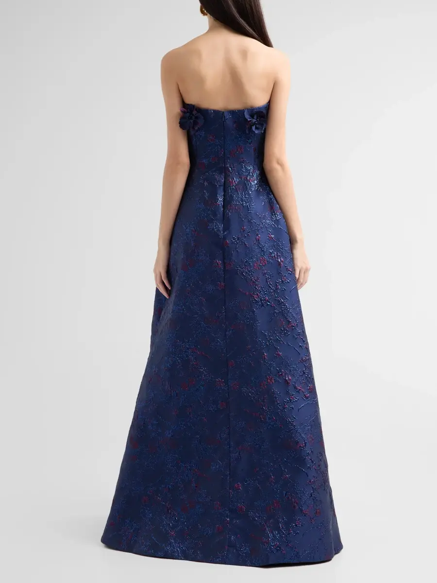 Rene Ruiz Collection Women's Floral Appliqué Jacquard Strapless Gown | Thumbnail 3 Rene Ruiz Collection Women's Floral Appliqué Jacquard Strapless Gown | Thumbnail 3