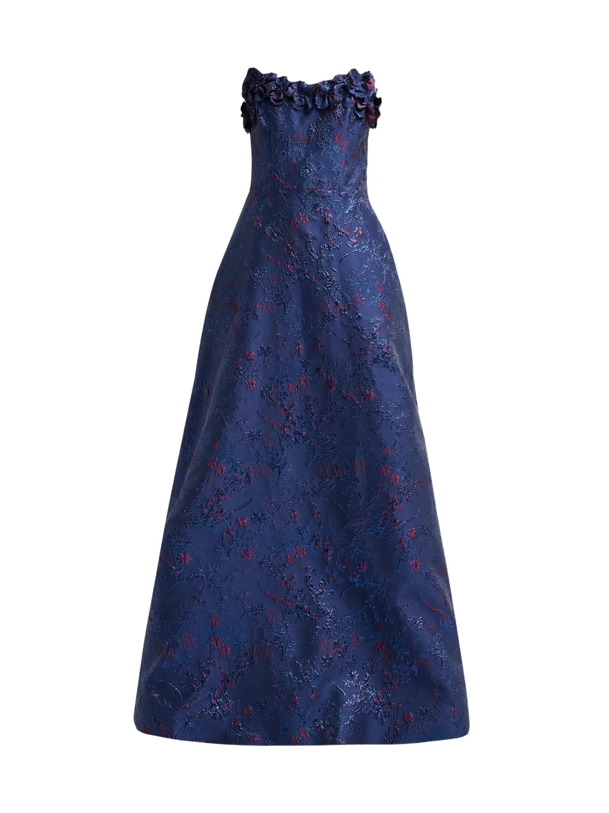 Women's Floral Appliqué Jacquard Strapless Gown Women's Floral Appliqué Jacquard Strapless Gown