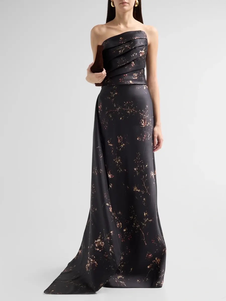 Rene Ruiz Collection Women's Floral Mikado Strapless Column Gown | Thumbnail 2 Rene Ruiz Collection Women's Floral Mikado Strapless Column Gown | Thumbnail 2
