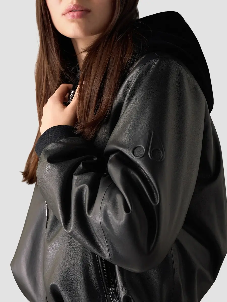 Moose Knuckles Women's Cardin Leather Bomber Jacket | Thumbnail 4 Moose Knuckles Women's Cardin Leather Bomber Jacket | Thumbnail 4