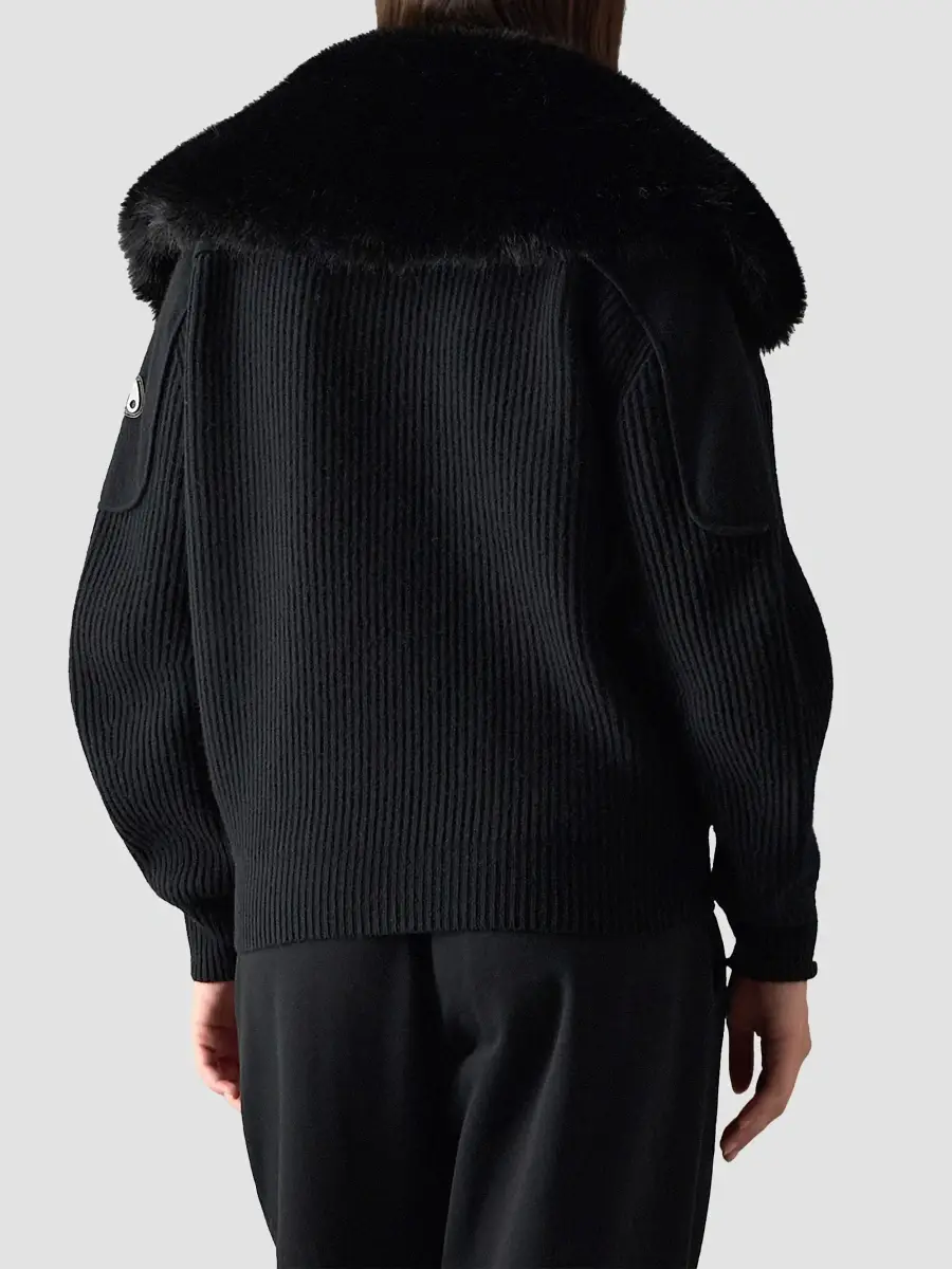 Moose Knuckles Women's Corina Faux-Fur Collar Wool Zip Sweater | Thumbnail 3 Moose Knuckles Women's Corina Faux-Fur Collar Wool Zip Sweater | Thumbnail 3