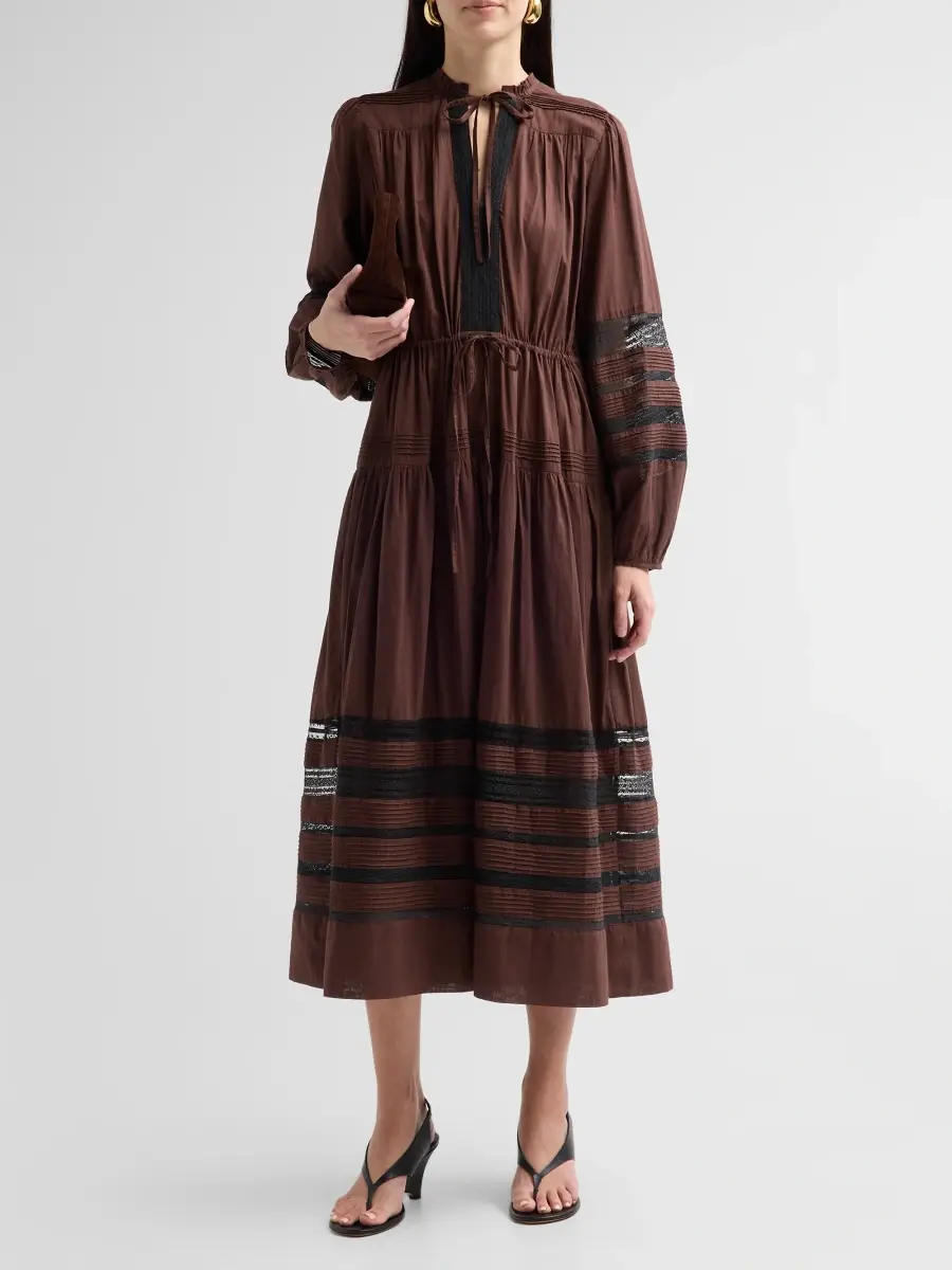 Ciao Lucia Women's Marette Striped Cotton Mesh Midi Dress | Thumbnail 2