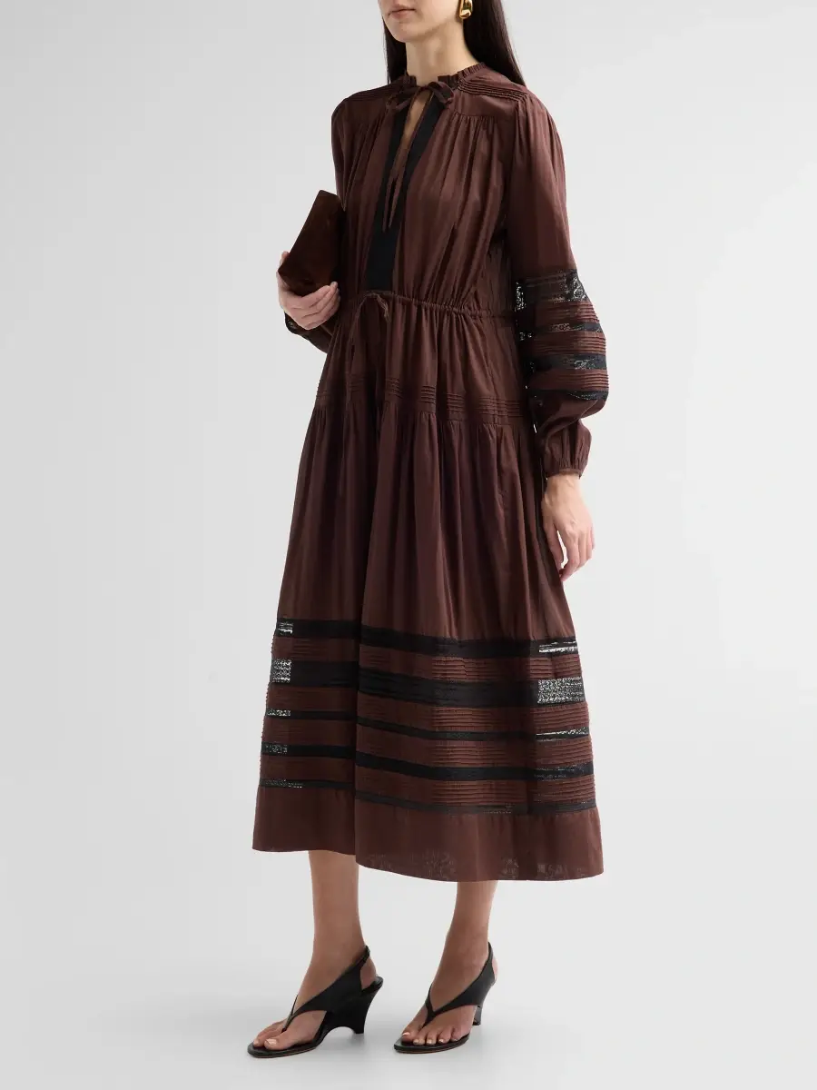 Ciao Lucia Women's Marette Striped Cotton Mesh Midi Dress | Thumbnail 4