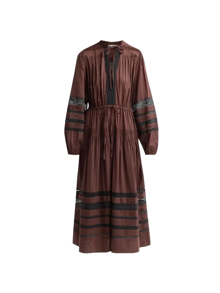 Women's Marette Striped Cotton Mesh Midi Dress