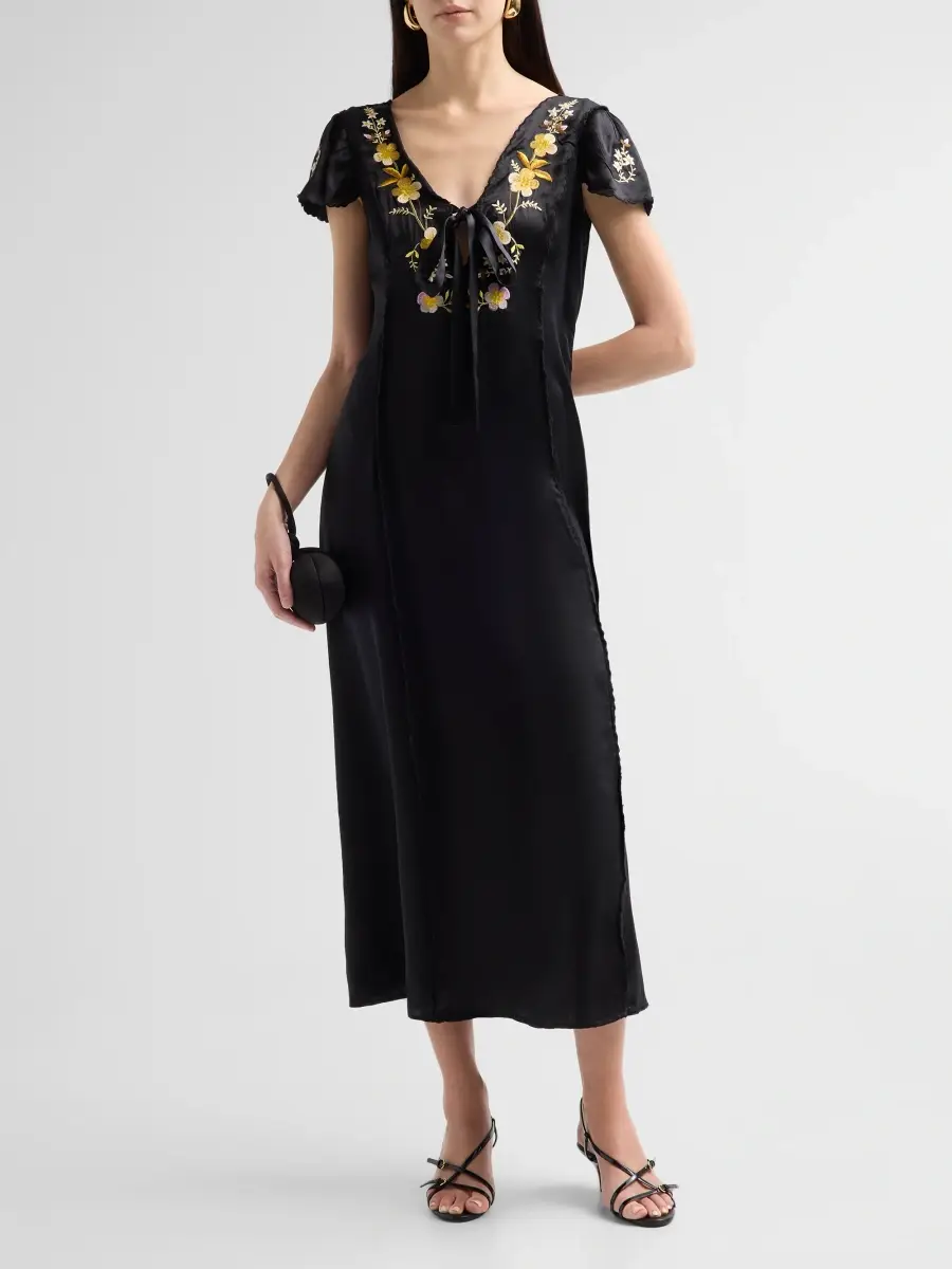 Ciao Lucia Women's Elize Floral Silk Slip Dress | Thumbnail 2