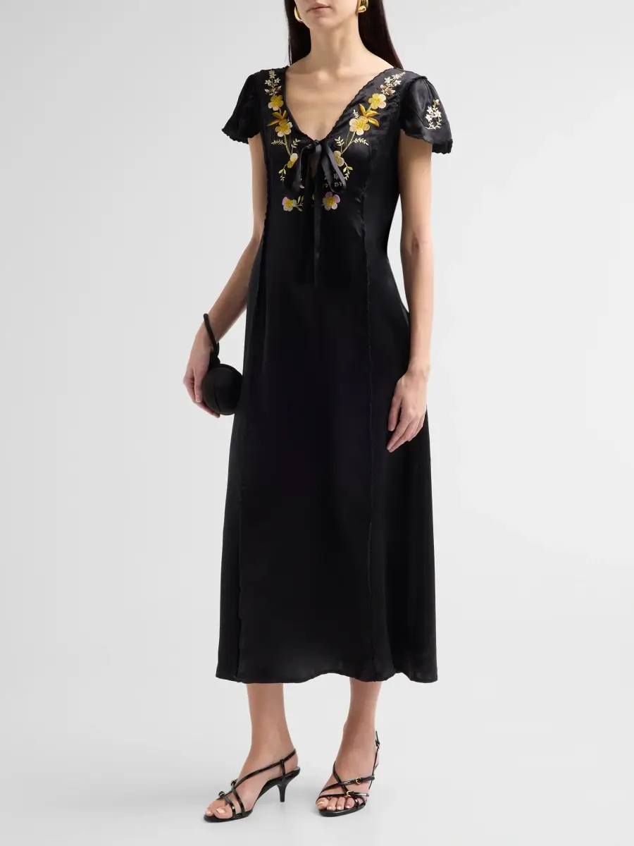 Ciao Lucia Women's Elize Floral Silk Slip Dress | Thumbnail 4