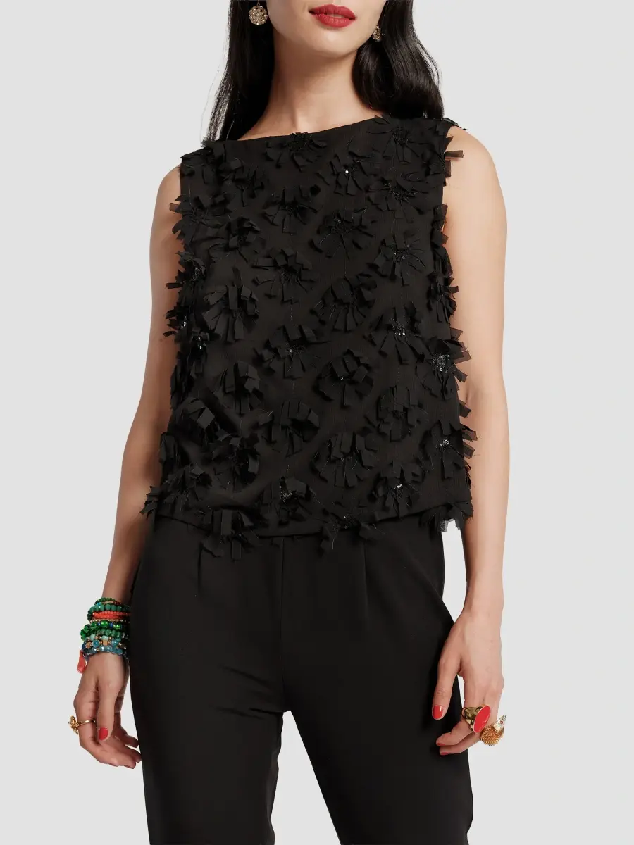 Frances Valentine Women's Cheree Embellished Daisy-Accented Top | Thumbnail 2 Frances Valentine Women's Cheree Embellished Daisy-Accented Top | Thumbnail 2