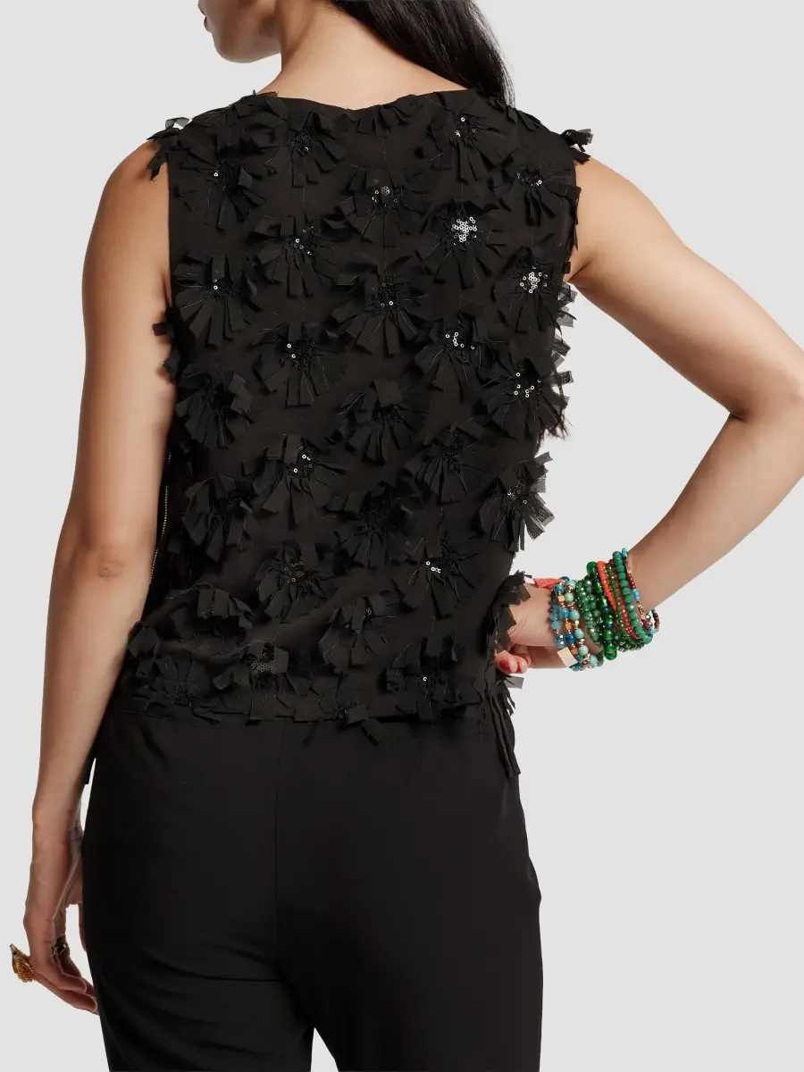 Frances Valentine Women's Cheree Embellished Daisy-Accented Top | Thumbnail 3 Frances Valentine Women's Cheree Embellished Daisy-Accented Top | Thumbnail 3