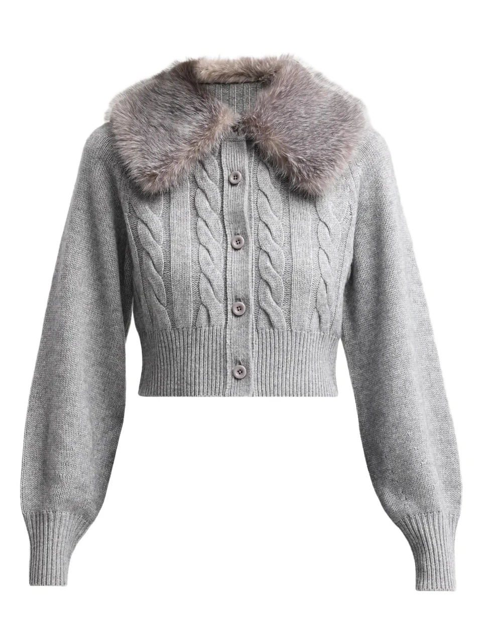 Toccin Women's Rita Faux-Fur-Collar Cable-Knit Cardigan