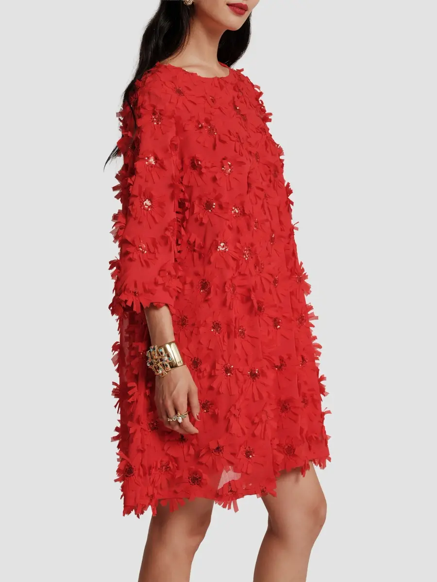 Frances Valentine Women's Edie Daisy Appliqué Mini Dress | Thumbnail 4