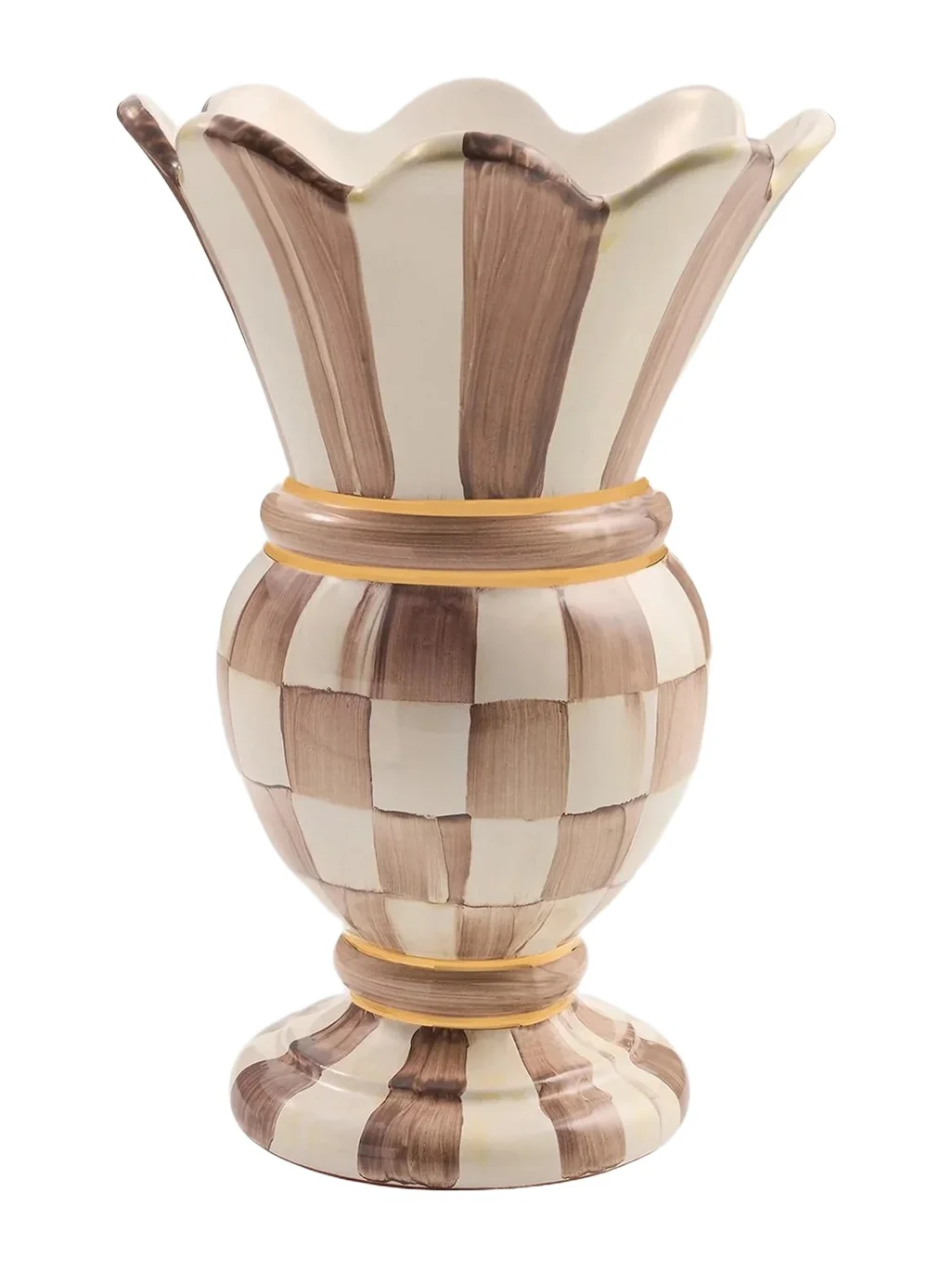 MacKenzie-Childs Mocha Check Ceramic Great Vase