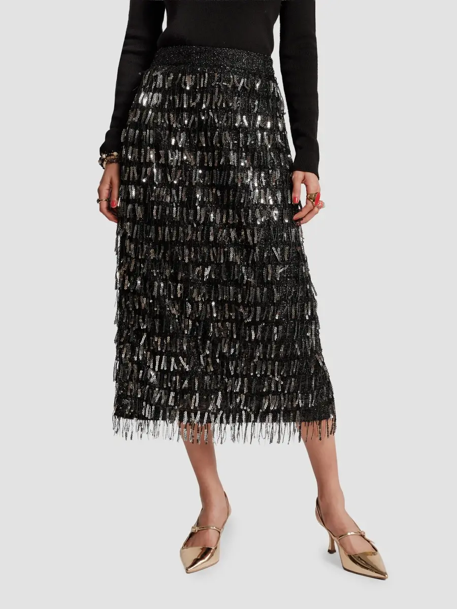 Frances Valentine Women's Shimmy Sequined Mesh Midi Skirt | Thumbnail 4 Frances Valentine Women's Shimmy Sequined Mesh Midi Skirt | Thumbnail 4
