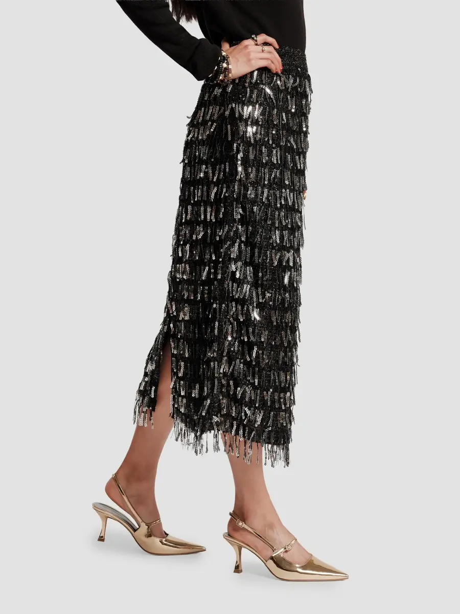 Frances Valentine Women's Shimmy Sequined Mesh Midi Skirt | Thumbnail 5 Frances Valentine Women's Shimmy Sequined Mesh Midi Skirt | Thumbnail 5