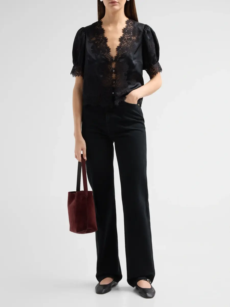 DÔEN Women's Idella Lace-Trim Silk Top | Thumbnail 2 DÔEN Women's Idella Lace-Trim Silk Top | Thumbnail 2
