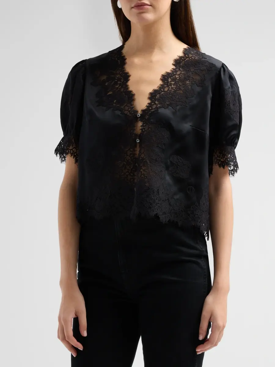 DÔEN Women's Idella Lace-Trim Silk Top | Thumbnail 4 DÔEN Women's Idella Lace-Trim Silk Top | Thumbnail 4