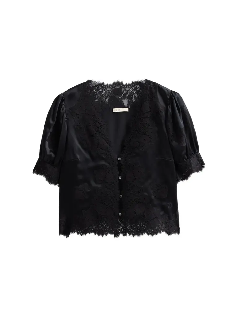 Women's Idella Lace-Trim Silk Top Women's Idella Lace-Trim Silk Top
