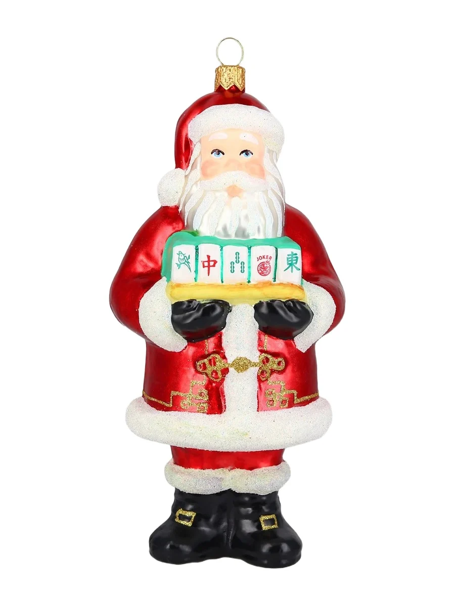 Joy To The World Mahjong Santa Ornament