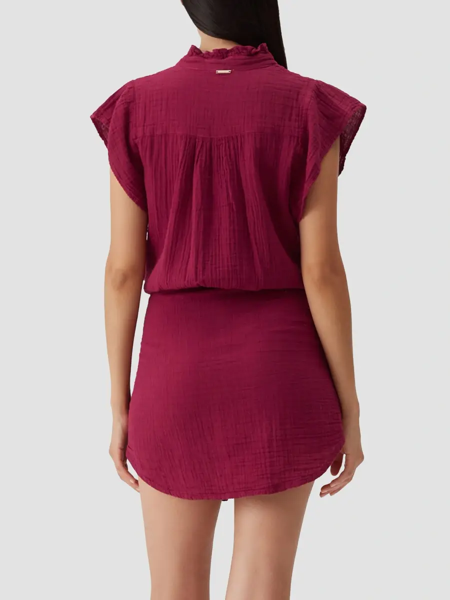 Melissa Odabash Women's Lucinda Cotton Flutter-Sleeve Shirtdress | Thumbnail 3