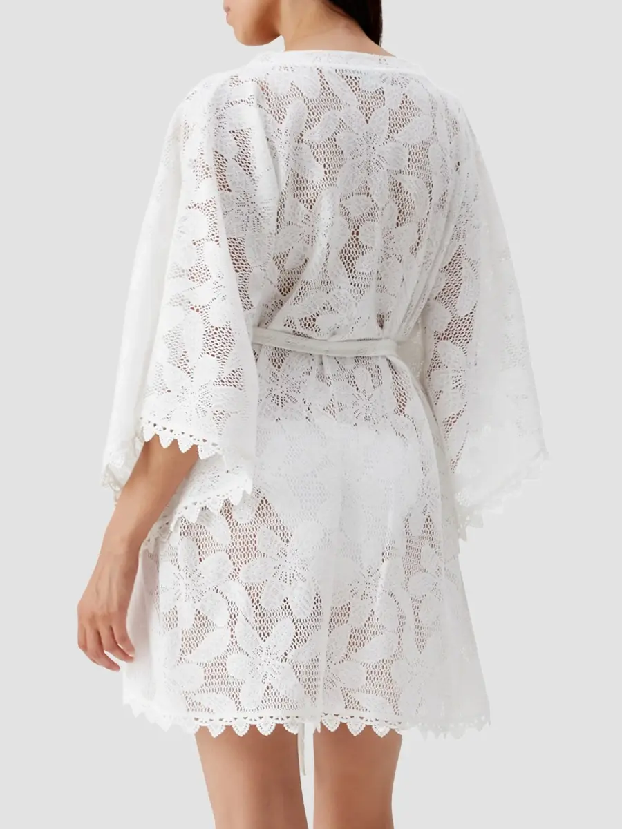 Melissa Odabash Women's Petra Crochet Mini Caftan Dress | Thumbnail 3 Melissa Odabash Women's Petra Crochet Mini Caftan Dress | Thumbnail 3
