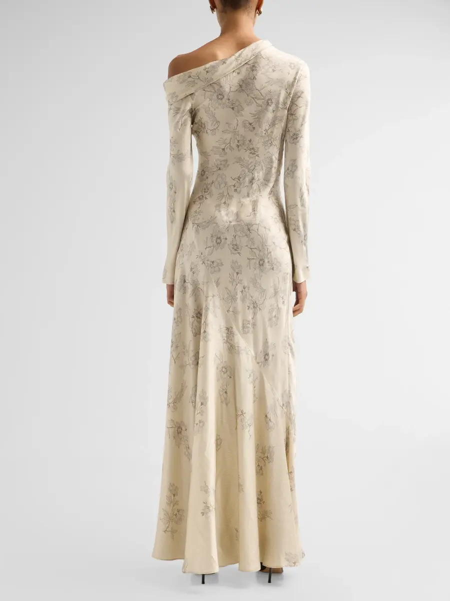 Alberta Ferretti Women's Lace Printed Satin One-Shoulder Gown | Thumbnail 3 Alberta Ferretti Women's Lace Printed Satin One-Shoulder Gown | Thumbnail 3