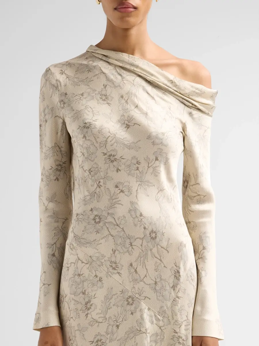 Alberta Ferretti Women's Lace Printed Satin One-Shoulder Gown | Thumbnail 5 Alberta Ferretti Women's Lace Printed Satin One-Shoulder Gown | Thumbnail 5