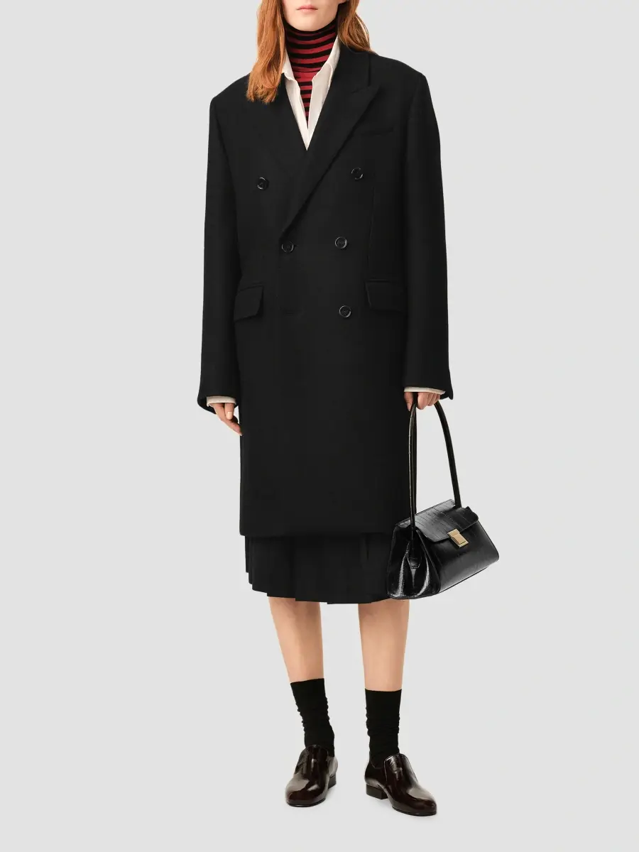 AMI PARIS Women's Shawl Collar Wool Double-Breasted Coat | Thumbnail 2 AMI PARIS Women's Shawl Collar Wool Double-Breasted Coat | Thumbnail 2