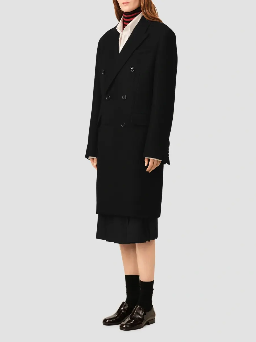 AMI PARIS Women's Shawl Collar Wool Double-Breasted Coat | Thumbnail 4 AMI PARIS Women's Shawl Collar Wool Double-Breasted Coat | Thumbnail 4