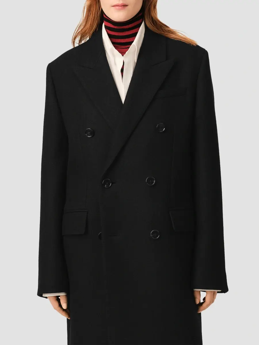 AMI PARIS Women's Shawl Collar Wool Double-Breasted Coat | Thumbnail 5 AMI PARIS Women's Shawl Collar Wool Double-Breasted Coat | Thumbnail 5