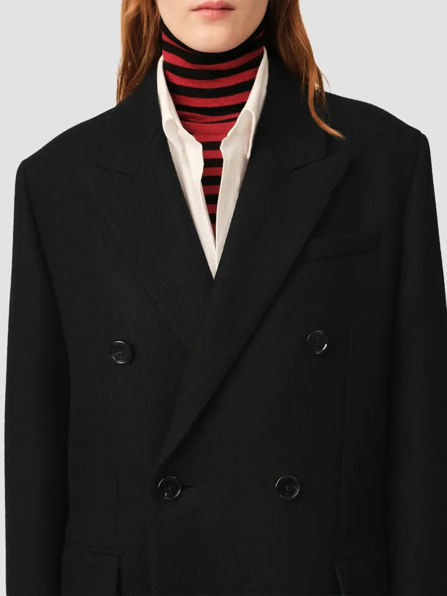 AMI PARIS Women's Shawl Collar Wool Double-Breasted Coat | Thumbnail 6 AMI PARIS Women's Shawl Collar Wool Double-Breasted Coat | Thumbnail 6