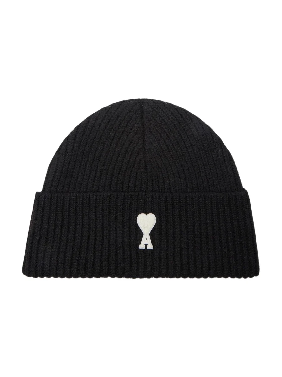 Men's Logo Rib-Knit Wool Beanie Hat Men's Logo Rib-Knit Wool Beanie Hat