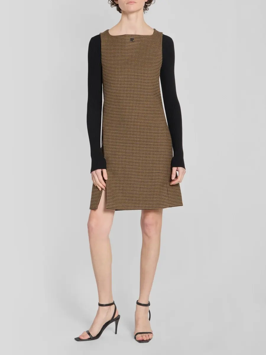 Courrèges Women's Houndstooth Twill Slit Mini Dress | Thumbnail 2 Courrèges Women's Houndstooth Twill Slit Mini Dress | Thumbnail 2
