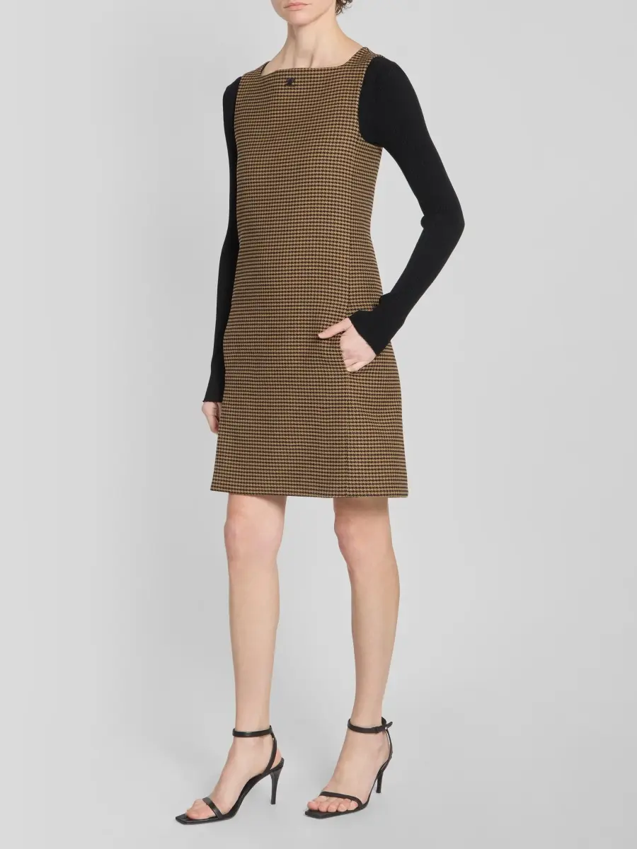 Courrèges Women's Houndstooth Twill Slit Mini Dress | Thumbnail 4 Courrèges Women's Houndstooth Twill Slit Mini Dress | Thumbnail 4