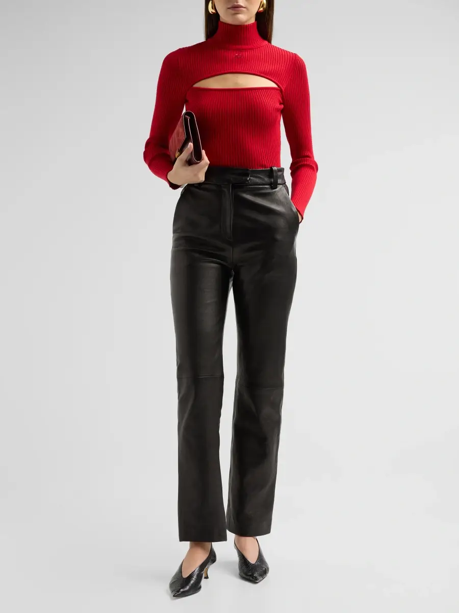 Courrèges Women's Rib-Knit Slash Sweater | Thumbnail 2 Courrèges Women's Rib-Knit Slash Sweater | Thumbnail 2
