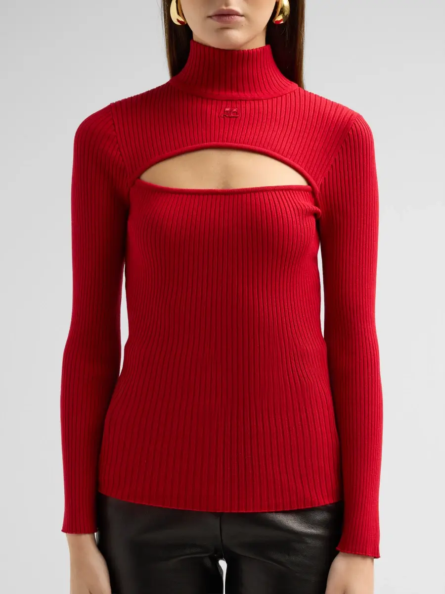 Courrèges Women's Rib-Knit Slash Sweater | Thumbnail 5 Courrèges Women's Rib-Knit Slash Sweater | Thumbnail 5