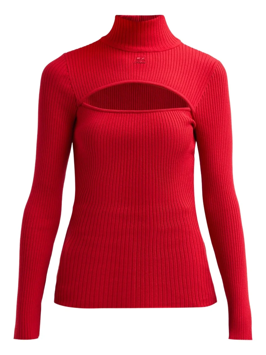 Courrèges Women's Rib-Knit Slash Sweater