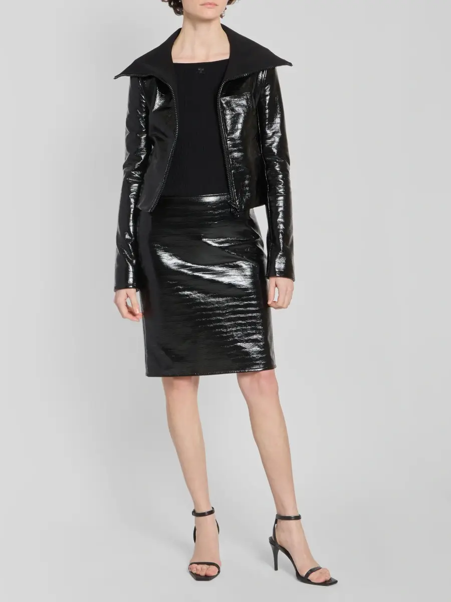 Courrèges Women's Vinyl Crocodile-Embossed Zip-Front Jacket | Thumbnail 2 Courrèges Women's Vinyl Crocodile-Embossed Zip-Front Jacket | Thumbnail 2