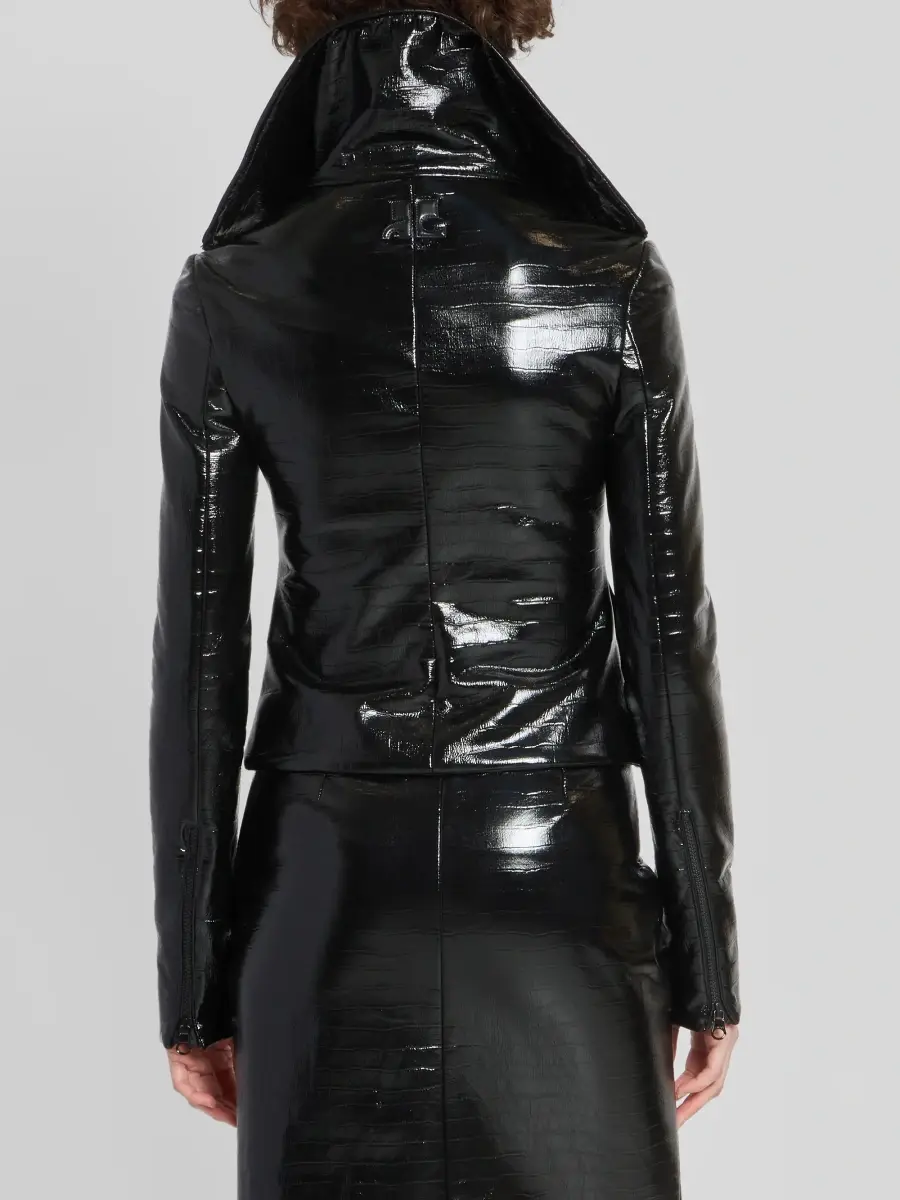 Courrèges Women's Vinyl Crocodile-Embossed Zip-Front Jacket | Thumbnail 3 Courrèges Women's Vinyl Crocodile-Embossed Zip-Front Jacket | Thumbnail 3