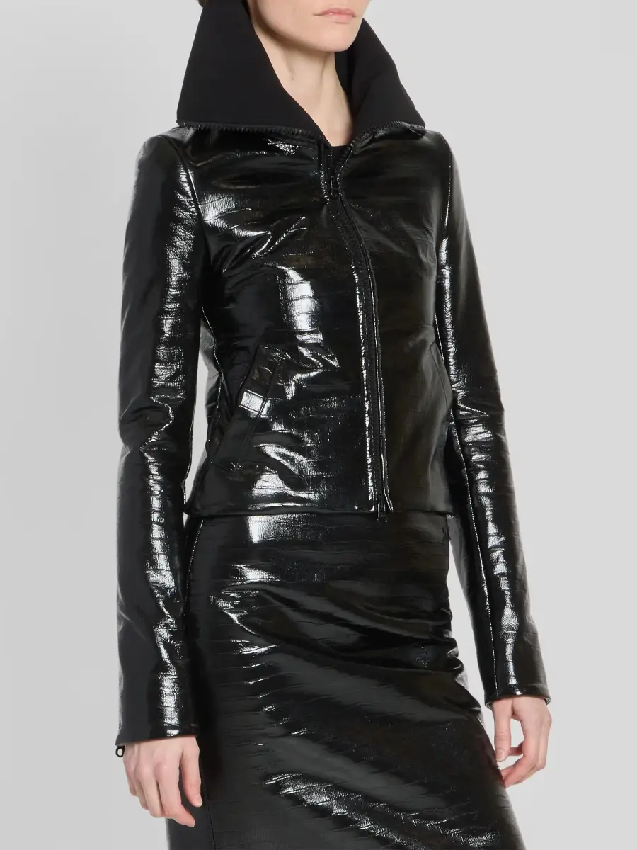 Courrèges Women's Vinyl Crocodile-Embossed Zip-Front Jacket | Thumbnail 4 Courrèges Women's Vinyl Crocodile-Embossed Zip-Front Jacket | Thumbnail 4