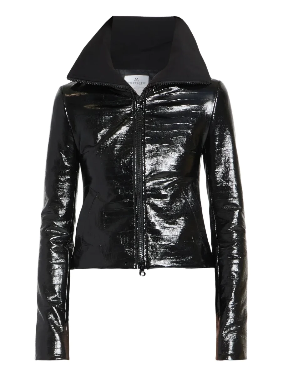Courrèges Women's Vinyl Crocodile-Embossed Zip-Front Jacket