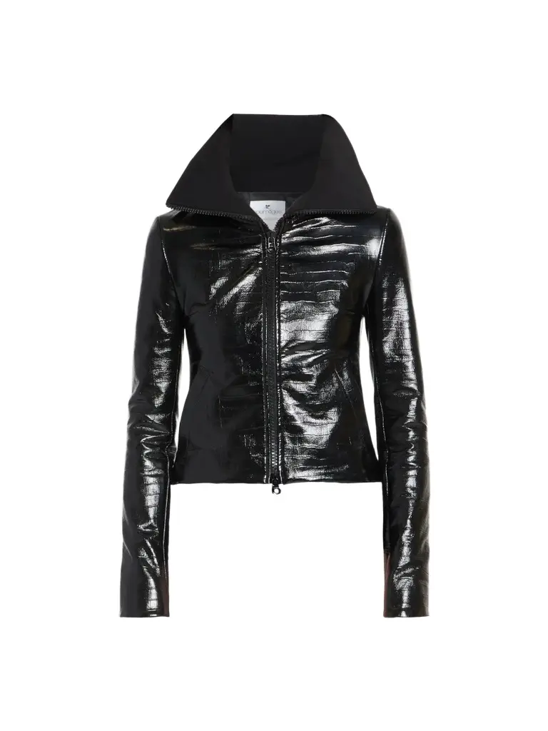 Courrèges Women's Vinyl Crocodile-Embossed Zip-Front Jacket