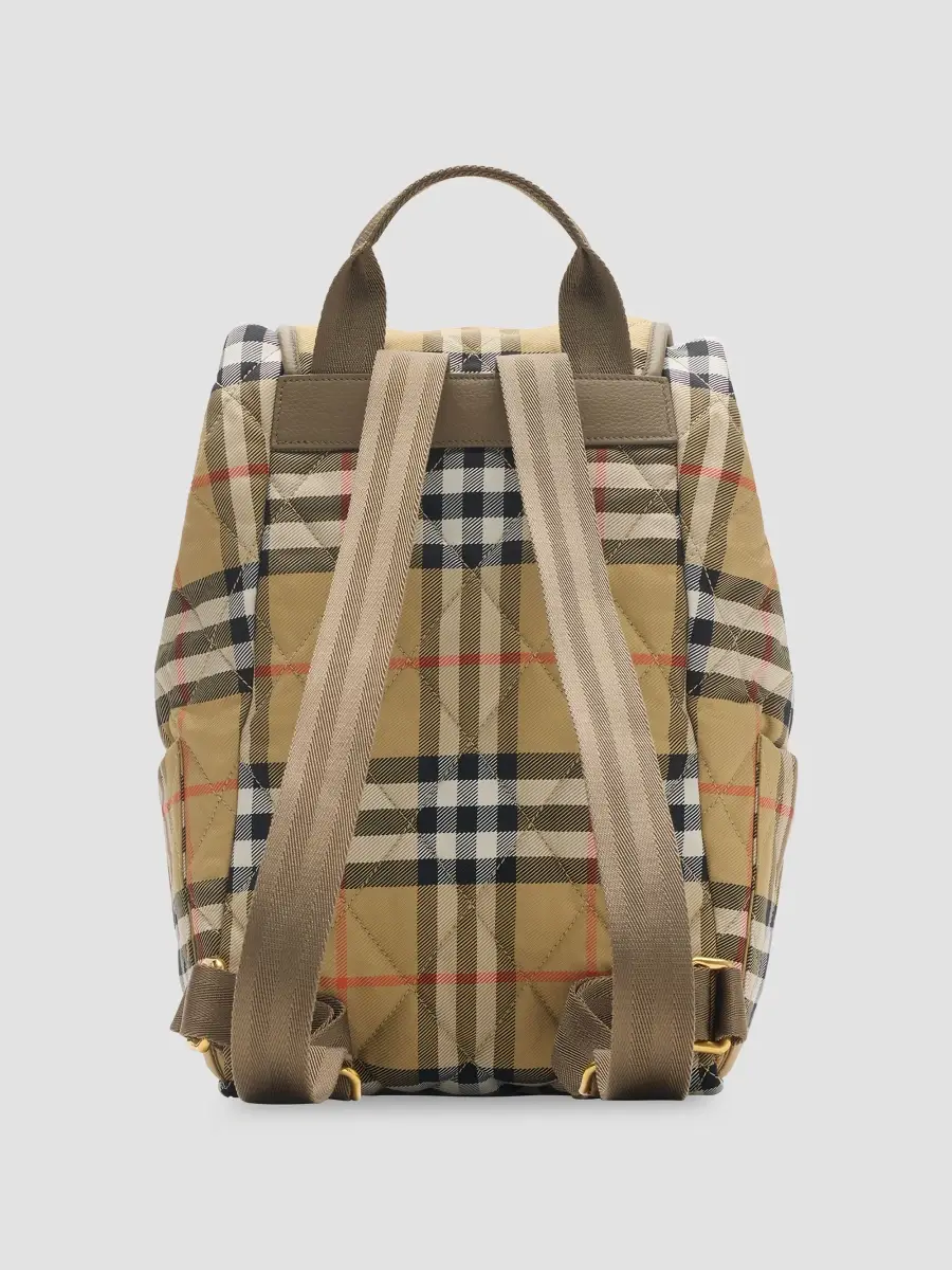 Burberry Women's Horseshoe Check Logo Backpack | Thumbnail 3 Burberry Women's Horseshoe Check Logo Backpack | Thumbnail 3