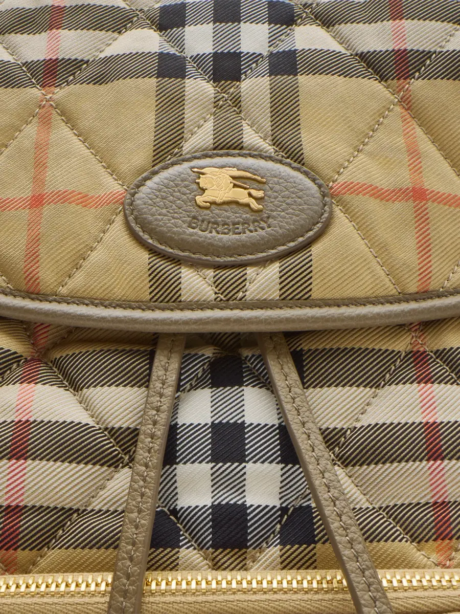 Burberry Women's Horseshoe Check Logo Backpack | Thumbnail 4 Burberry Women's Horseshoe Check Logo Backpack | Thumbnail 4