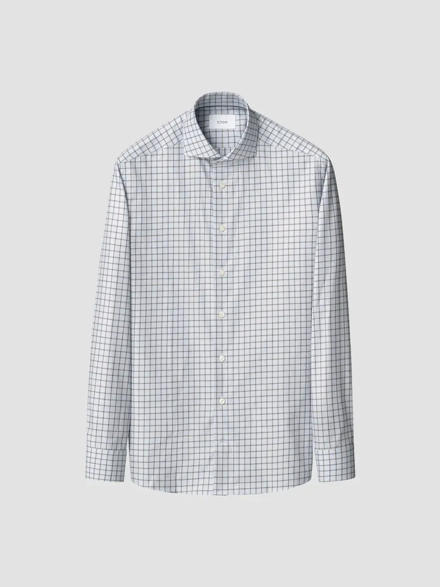 Eton Men's Check Cotton Twill Shirt | Thumbnail 4 Eton Men's Check Cotton Twill Shirt | Thumbnail 4
