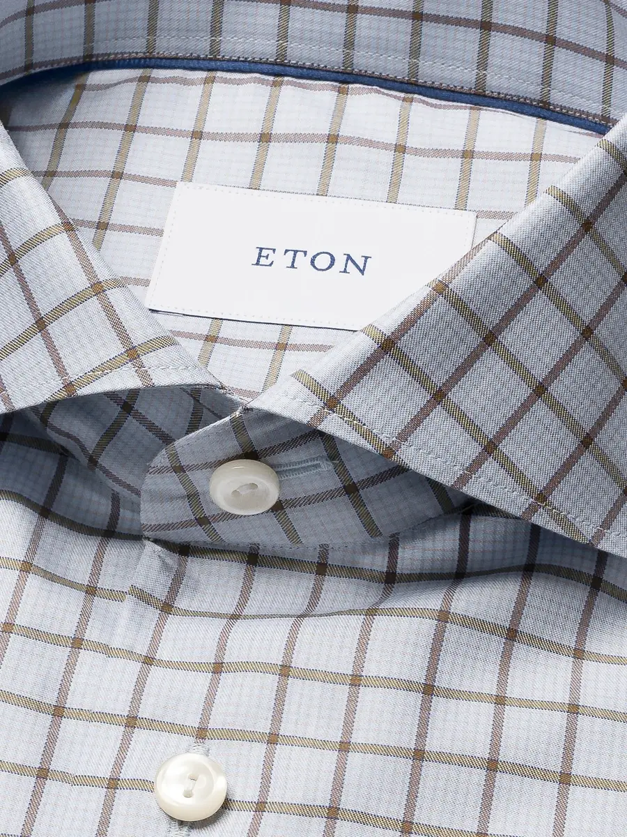 Eton Men's Check Cotton Twill Shirt | Thumbnail 8 Eton Men's Check Cotton Twill Shirt | Thumbnail 8
