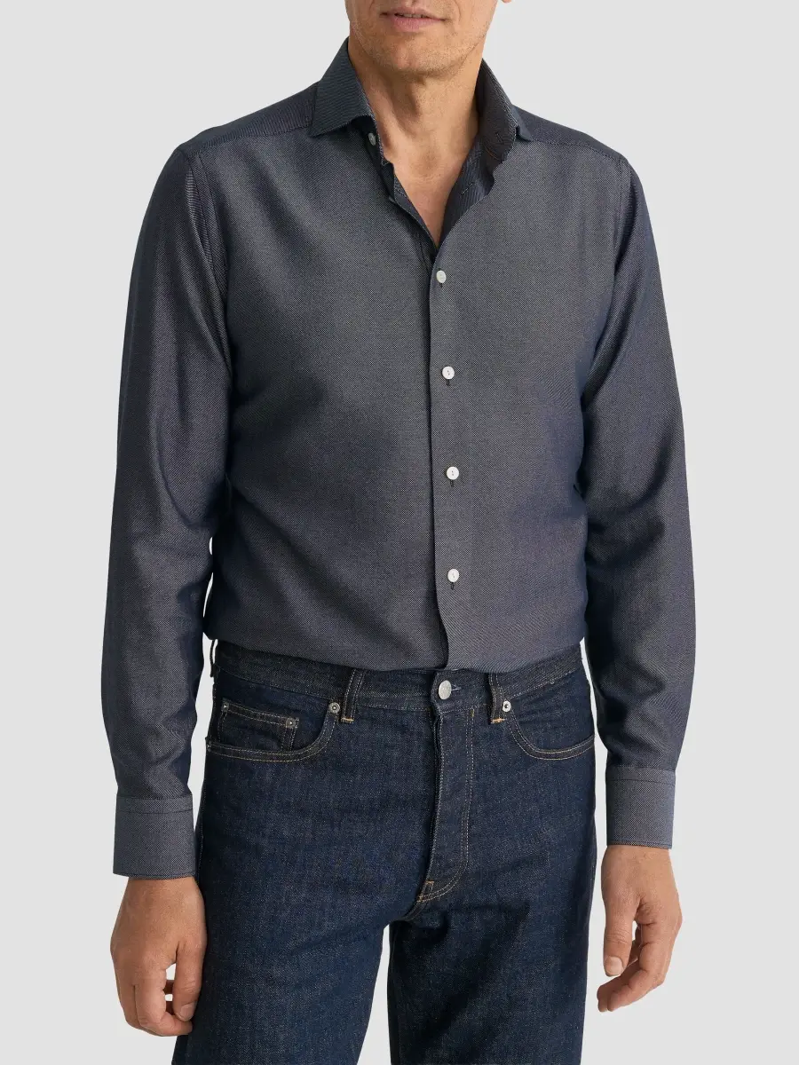 Eton Men's Birdseye Cotton-Blend Button-Front Shirt | Thumbnail 2 Eton Men's Birdseye Cotton-Blend Button-Front Shirt | Thumbnail 2