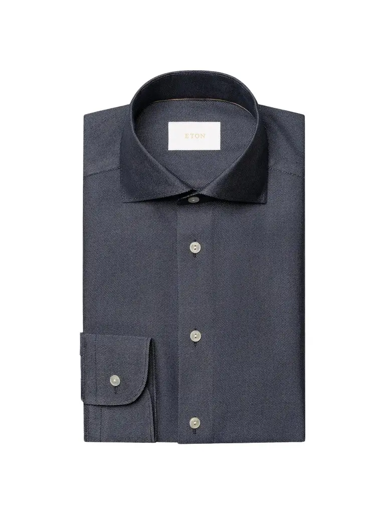 Men's Birdseye Cotton-Blend Button-Front Shirt