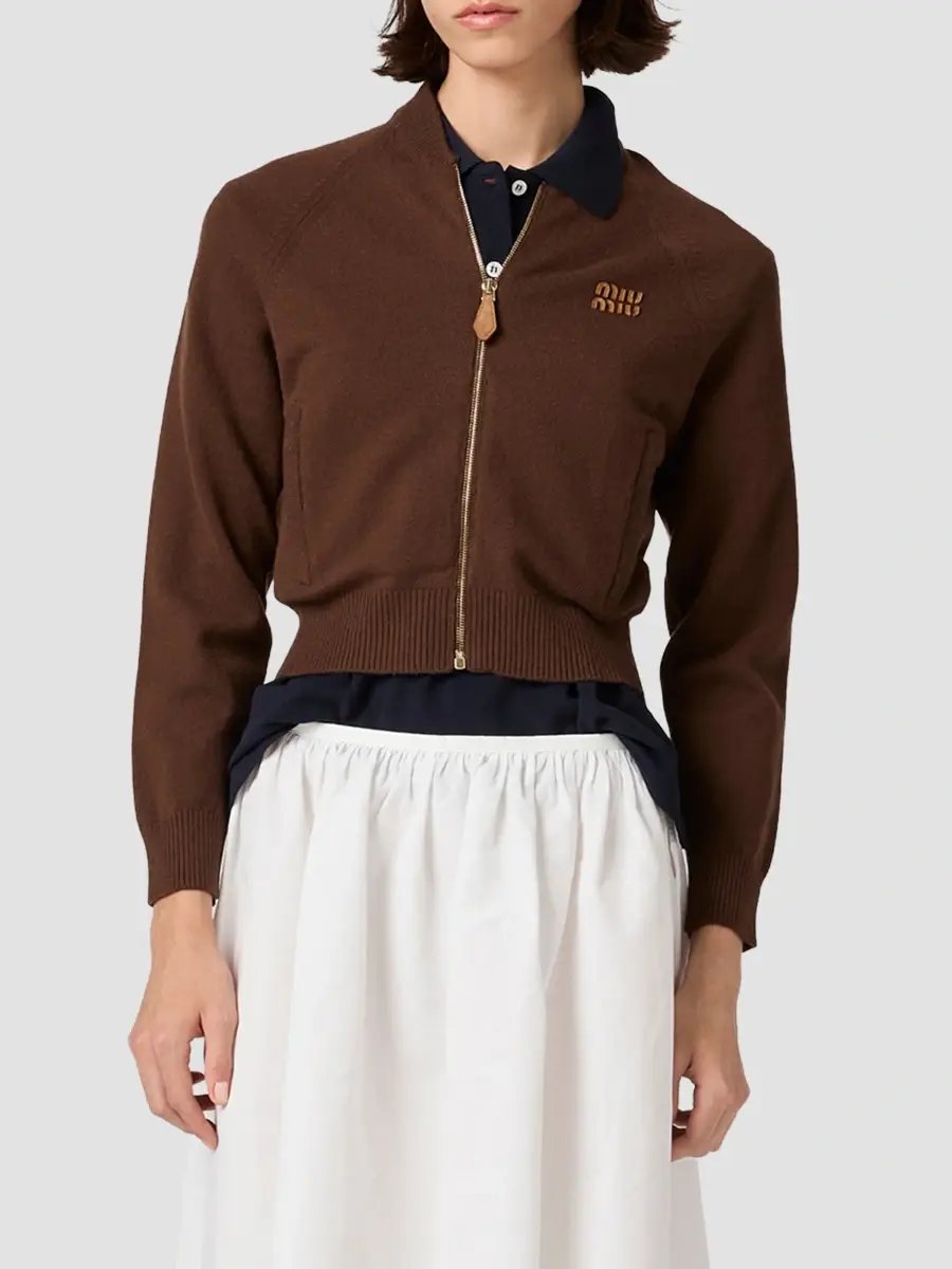 Miu Miu Women's Cashmere Zipper Cardigan | Thumbnail 2 Miu Miu Women's Cashmere Zipper Cardigan | Thumbnail 2
