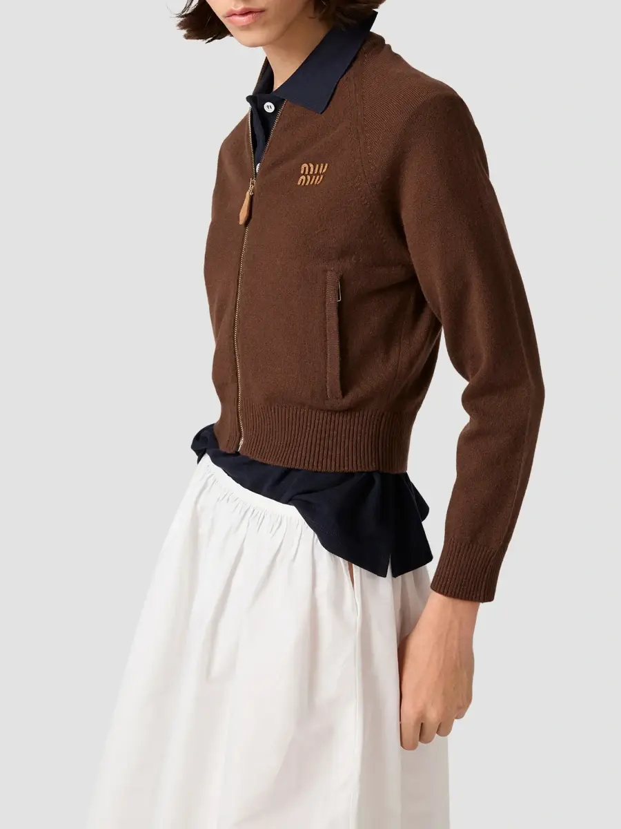 Miu Miu Women's Cashmere Zipper Cardigan | Thumbnail 3 Miu Miu Women's Cashmere Zipper Cardigan | Thumbnail 3