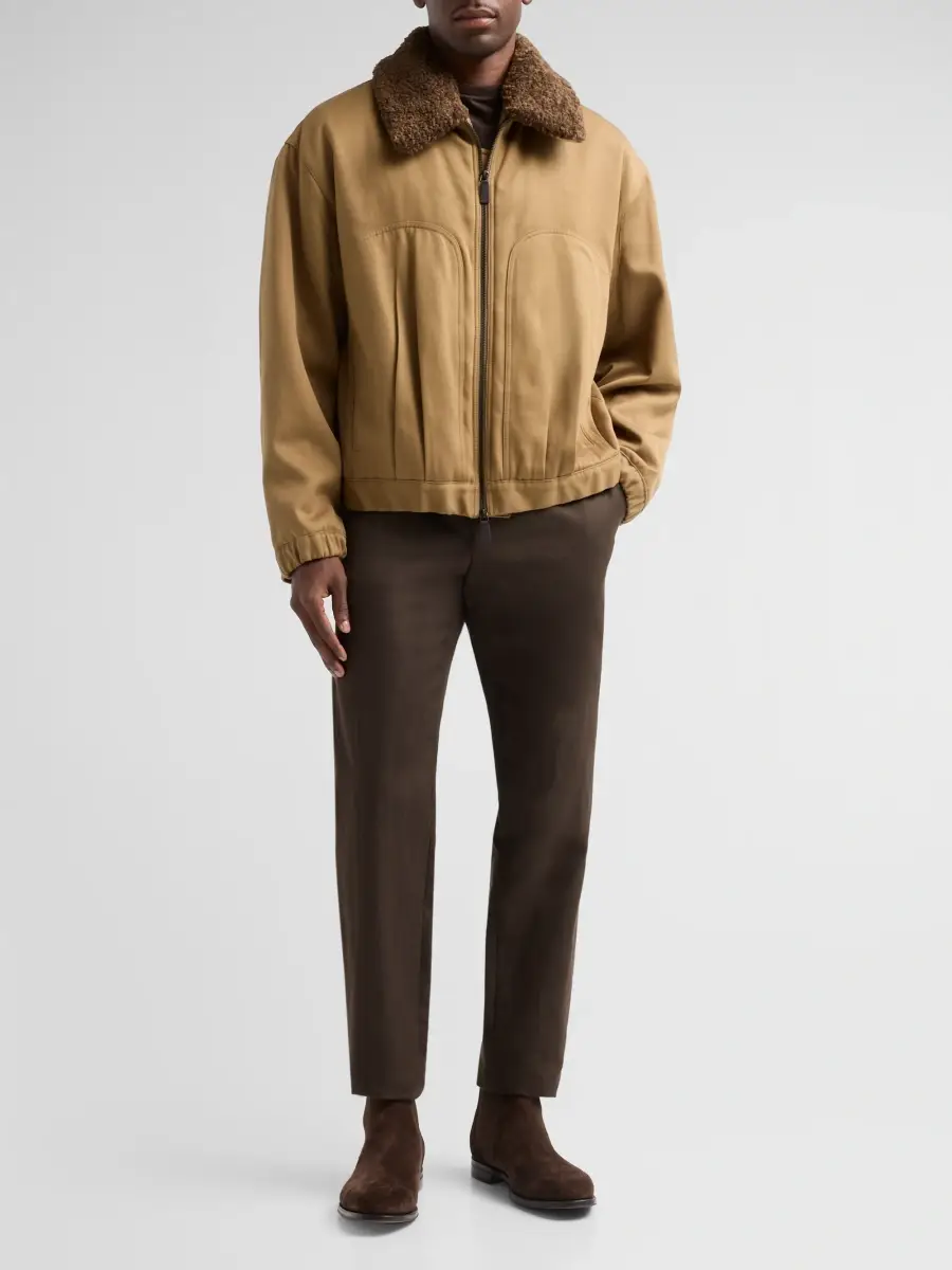 Emporio Armani Men's Shearling Bomber Jacket | Thumbnail 2